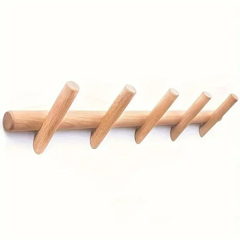 Maeve Wandhalterung aus Massivholz Eiche – Wandregal mit Garderobenhaken für Flur, Diele & Schlafzimmer | Skandinavische Wandgarderobe Organizer