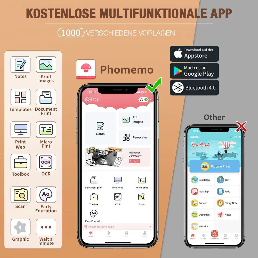 Mini Drucker Tragbar – Bluetooth Sofortdruck