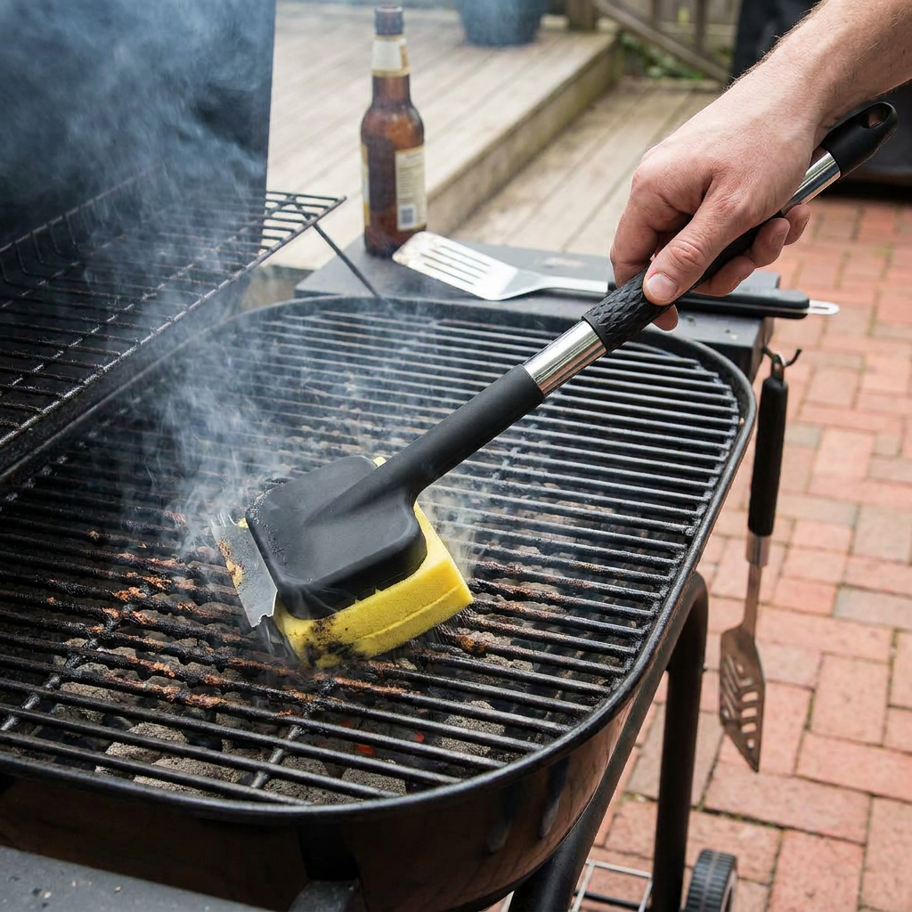Grill Brush with Steam Cleaning and Scraper