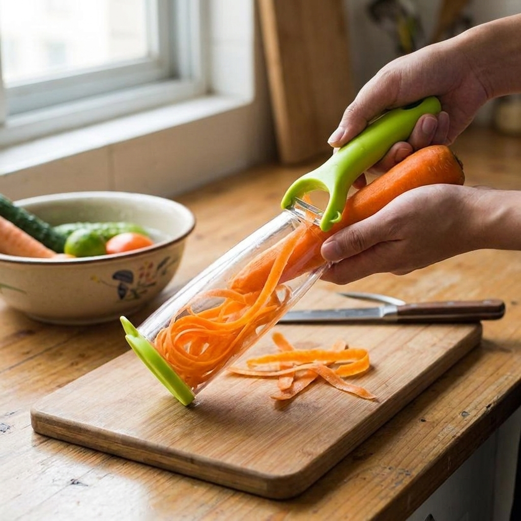Multifunction Apple and Vegetable Peeler with Storage Tube