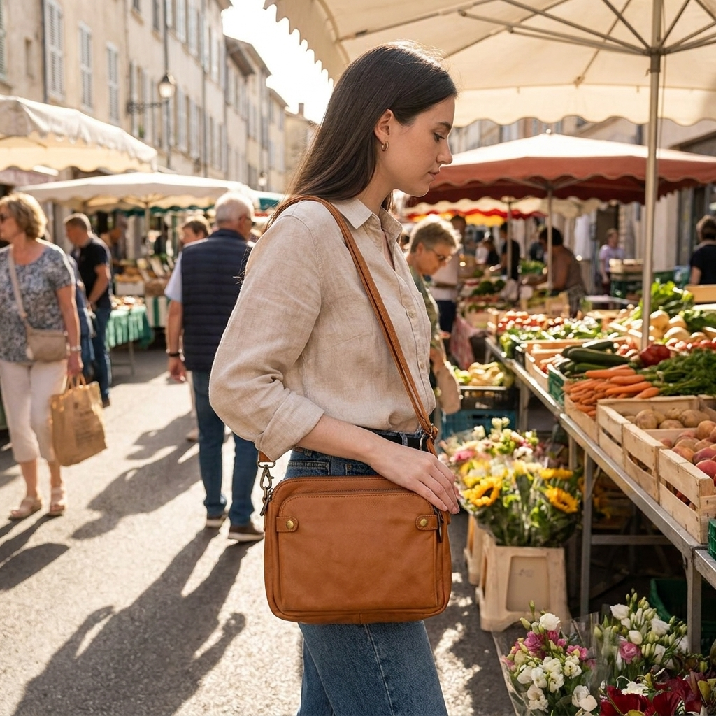 Crossbody Leather Shoulder Bag lifestyle