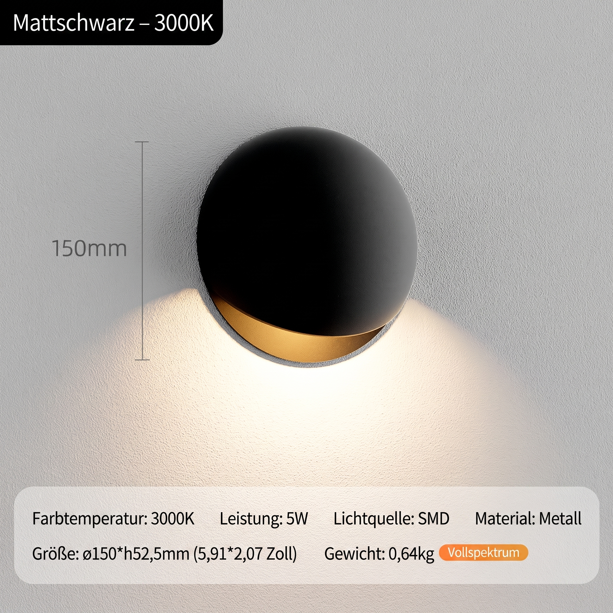 Mattschwarz 3000K