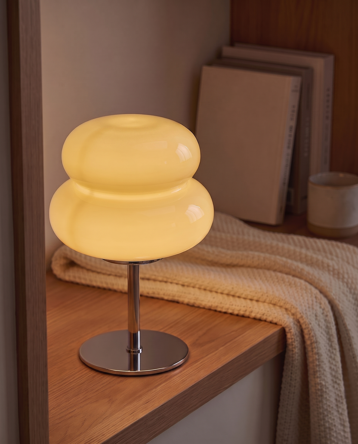 Italienische Designer-Glastischlampe Gelb Lifestyle