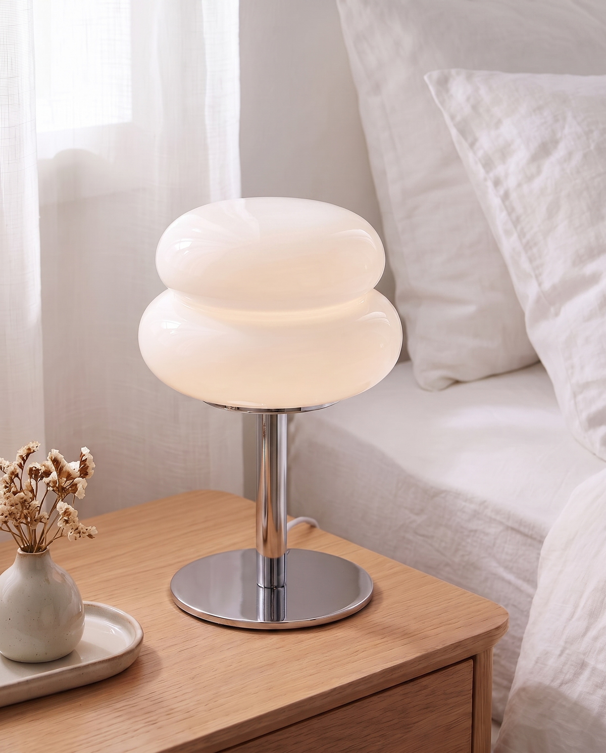 Italienische Designer-Glastischlampe Weiß Lifestyle