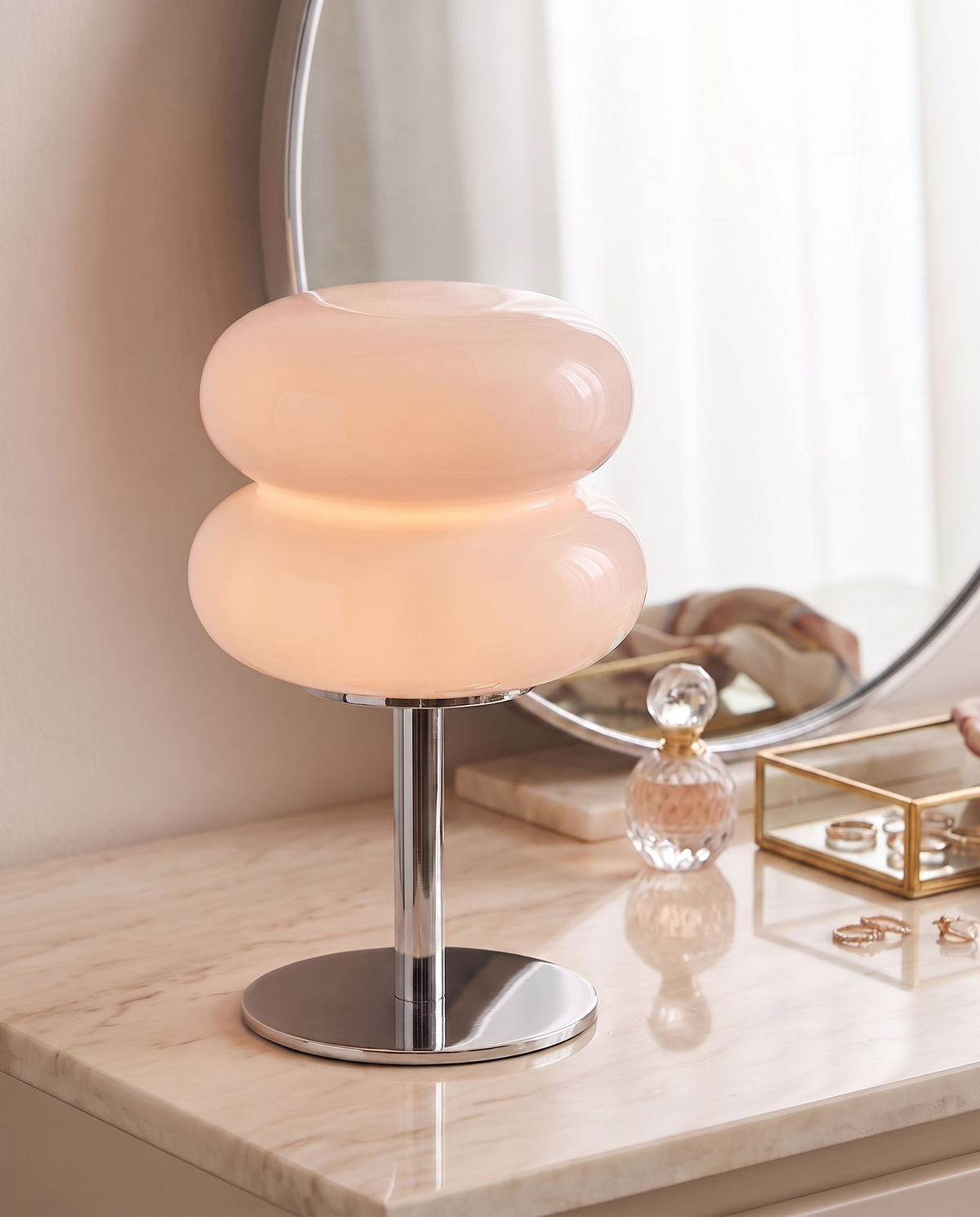 Italienische Designer-Glastischlampe Rosa Lifestyle