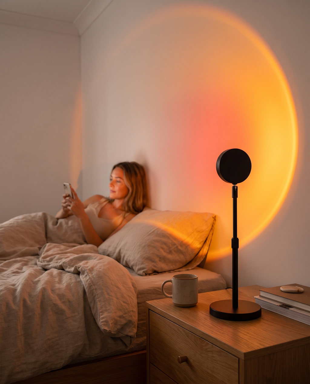Sonnenuntergangslampe im Schlafzimmer für stimmungsvolle Abende