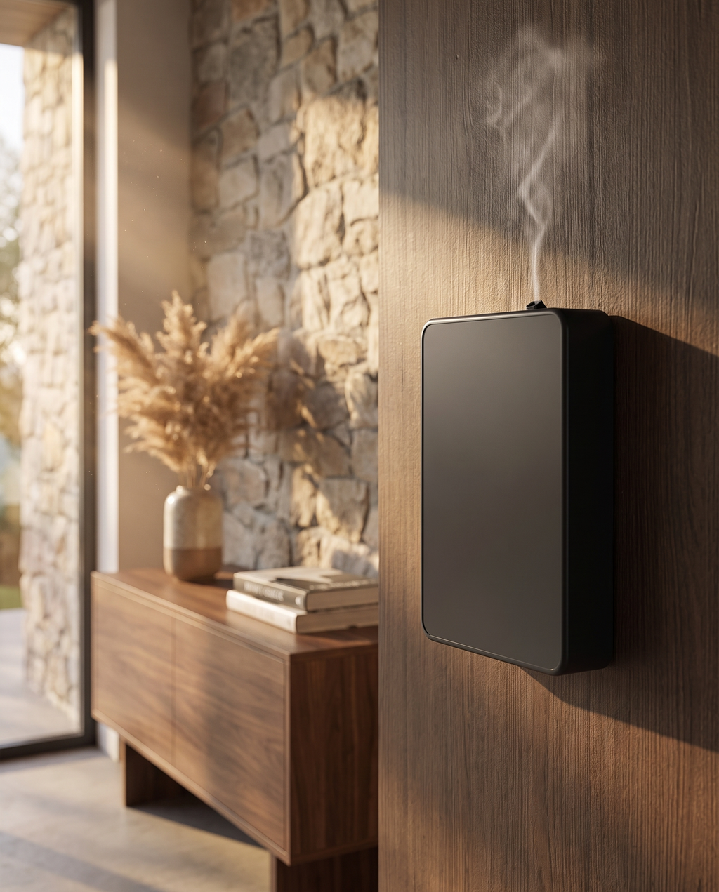 Smart Duft Diffusor im modernen Wohnbereich montiert