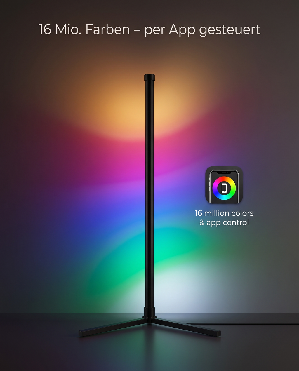 16 Millionen Farben App-Steuerung RGB Eck-Stehleuchte