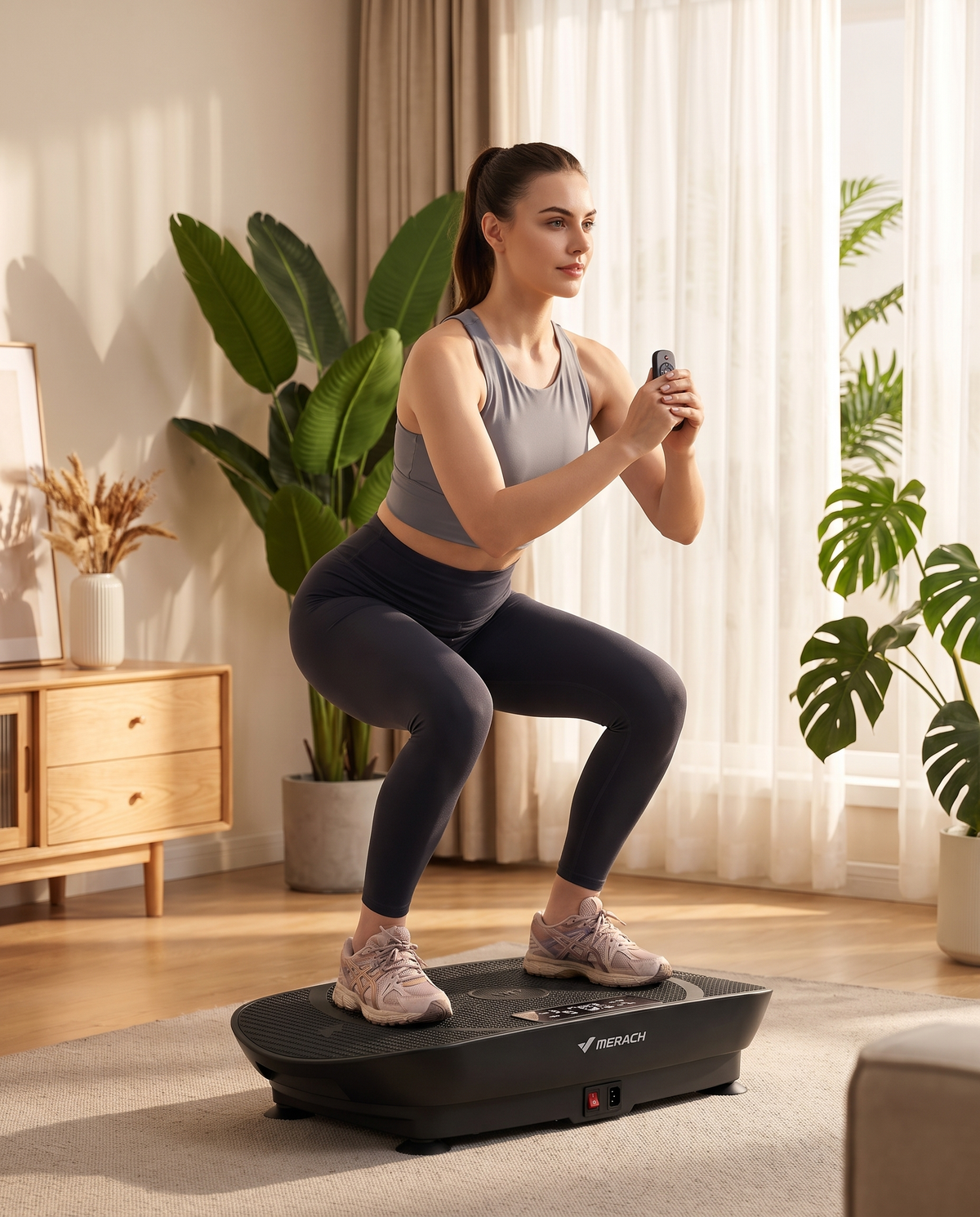 MERACH Vibrationsplatte beim Training zuhause
