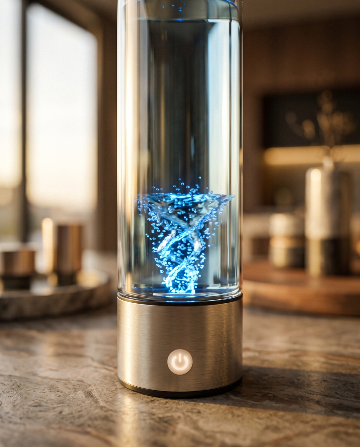 Wasserstoff Trinkflasche Nahaufnahme Elektrolyse