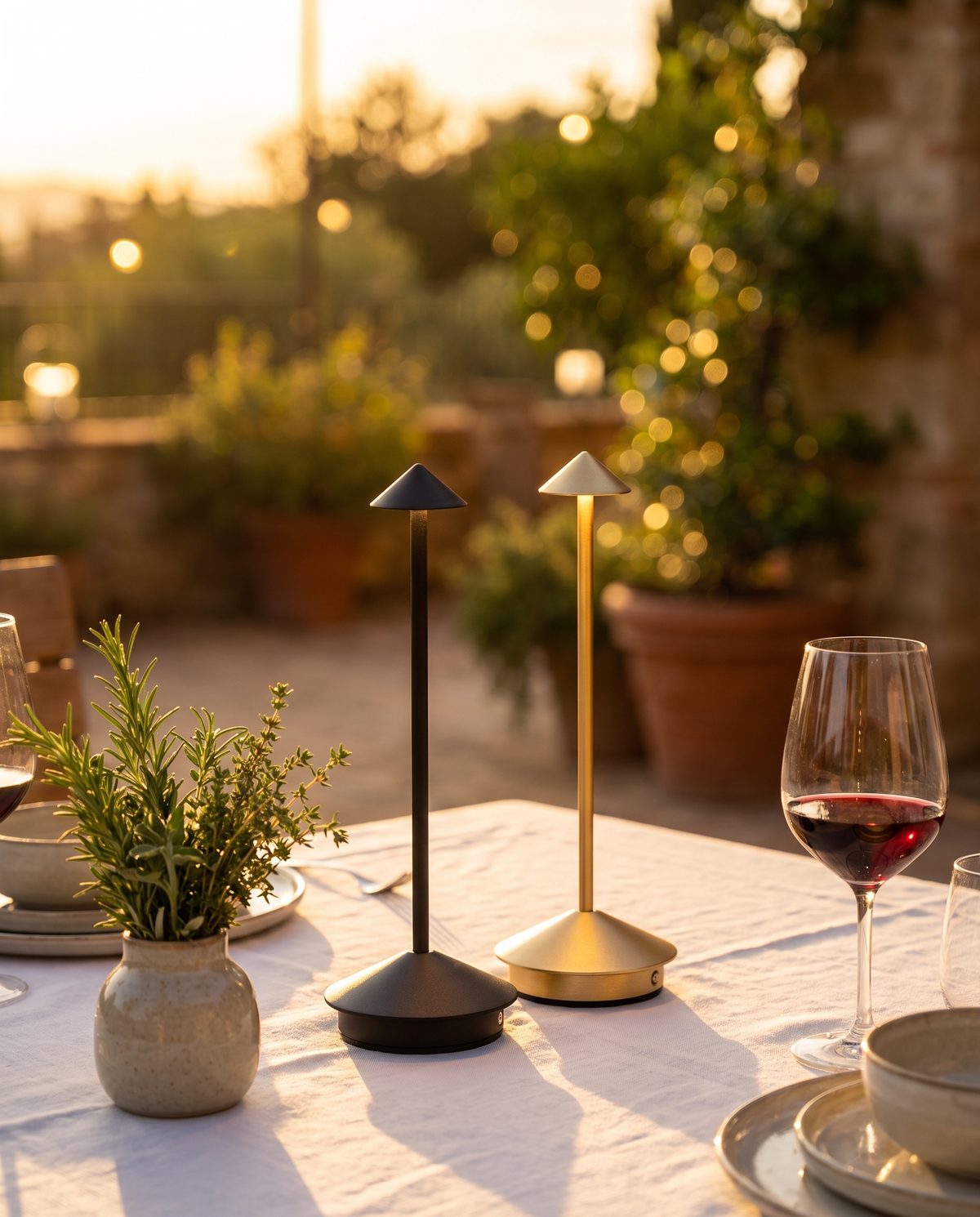 Kabellose LED Tischlampe Elegant – Akku Design-Tischleuchte für Wohnzimmer, Büro, Esstisch & Terrasse, dimmbares Ambientelicht ohne Kabel