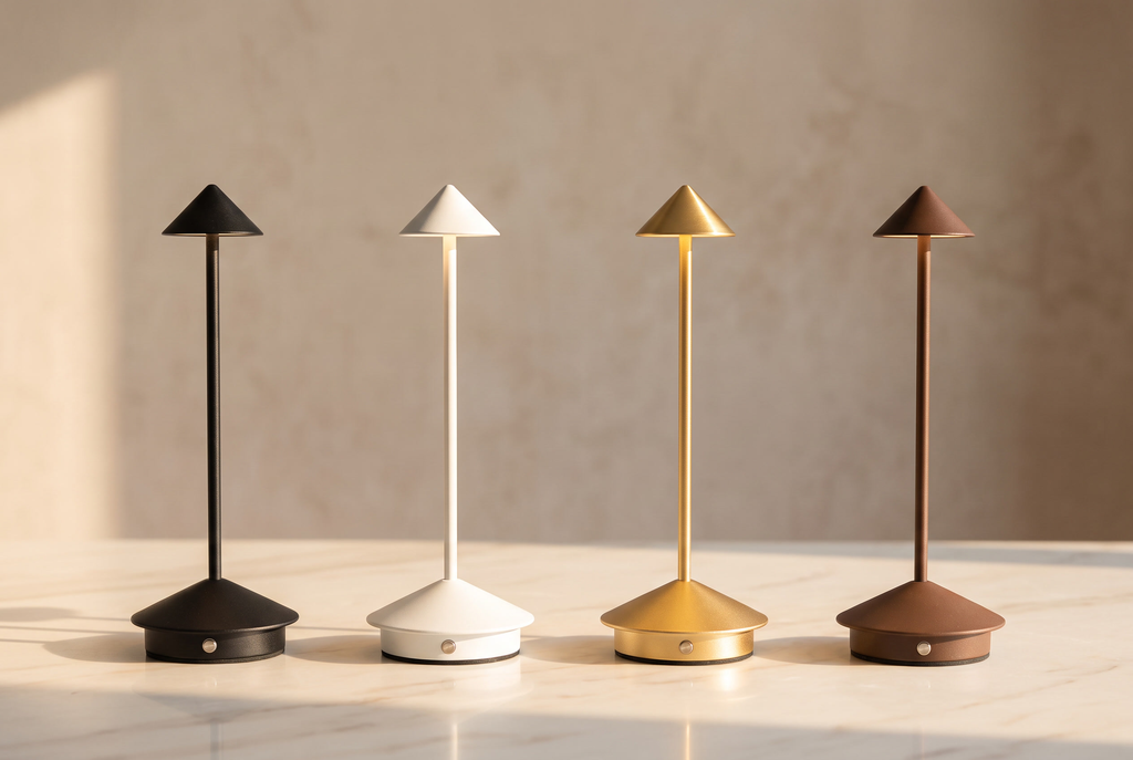 Kabellose LED Tischlampe Elegant – Akku Design-Tischleuchte für Wohnzimmer, Büro, Esstisch & Terrasse, dimmbares Ambientelicht ohne Kabel