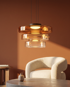 Glas-Pendelleuchte im Bauhaus-Stil – Moderne Hängelampe aus geschichtetem Glas für Küche, Esszimmer & Wohnzimmer, mehrere Größen