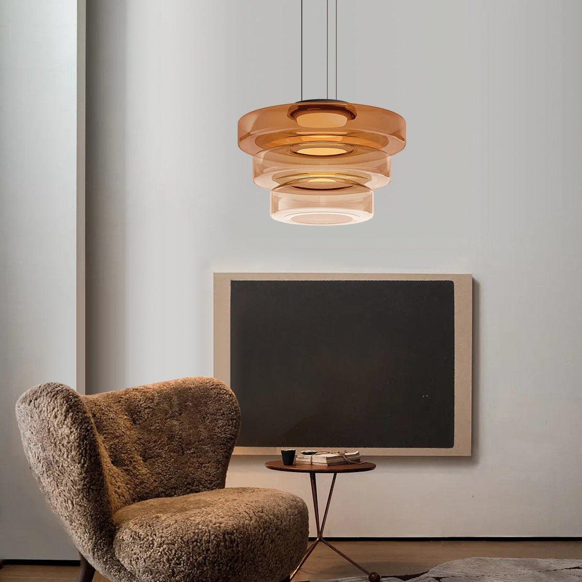 Glas-Pendelleuchte im Bauhaus-Stil – Moderne Hängelampe aus geschichtetem Glas für Küche, Esszimmer & Wohnzimmer, mehrere Größen