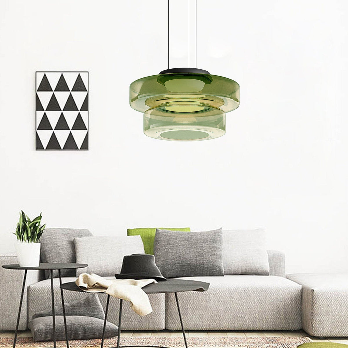 Glas-Pendelleuchte im Bauhaus-Stil – Moderne Hängelampe aus geschichtetem Glas für Küche, Esszimmer & Wohnzimmer, mehrere Größen