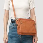 Dreilagige Leder Umhängetasche & Clutch