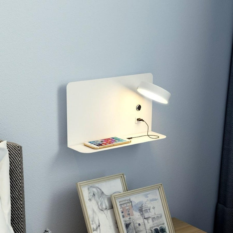 LED-Wandlampe mit USB-Ladeanschluss – Verstellbare Leselampe fürs Bett, Schwarz oder Weiß