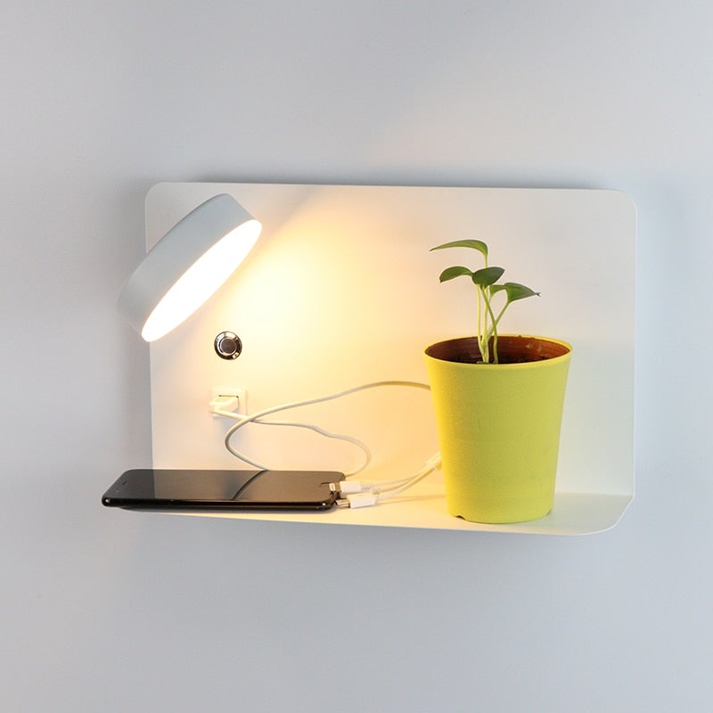 LED-Wandlampe mit USB-Ladeanschluss – Verstellbare Leselampe fürs Bett, Schwarz oder Weiß