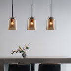 Glas-Pendelleuchte Nordisches Design – Moderne Hängeleuchte aus Farbglas mit Eisenbeschlägen für Küche, Esszimmer & Wohnzimmer, höhenverstellbar
