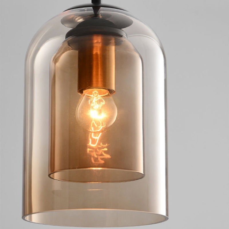 Glas-Pendelleuchte Nordisches Design – Moderne Hängeleuchte aus Farbglas mit Eisenbeschlägen für Küche, Esszimmer & Wohnzimmer, höhenverstellbar