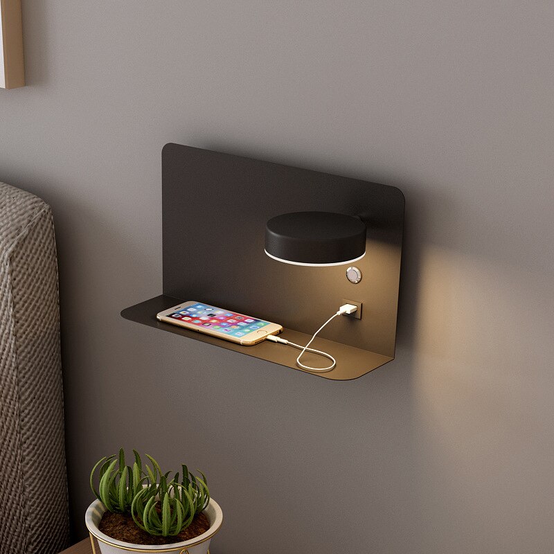 LED-Wandlampe mit USB-Ladeanschluss – Verstellbare Leselampe fürs Bett, Schwarz oder Weiß