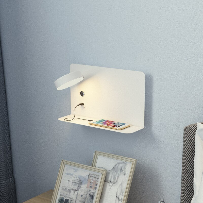 LED-Wandlampe mit USB-Ladeanschluss – Verstellbare Leselampe fürs Bett, Schwarz oder Weiß