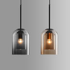 Glas-Pendelleuchte Nordisches Design – Moderne Hängeleuchte aus Farbglas mit Eisenbeschlägen für Küche, Esszimmer & Wohnzimmer, höhenverstellbar