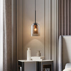 Glas-Pendelleuchte Nordisches Design – Moderne Hängeleuchte aus Farbglas mit Eisenbeschlägen für Küche, Esszimmer & Wohnzimmer, höhenverstellbar