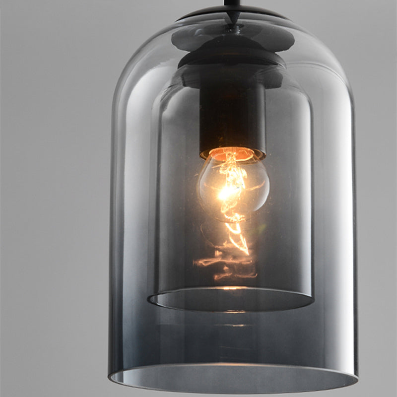 Glas-Pendelleuchte Nordisches Design – Moderne Hängeleuchte aus Farbglas mit Eisenbeschlägen für Küche, Esszimmer & Wohnzimmer, höhenverstellbar