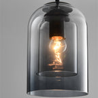 Glas-Pendelleuchte Nordisches Design – Moderne Hängeleuchte aus Farbglas mit Eisenbeschlägen für Küche, Esszimmer & Wohnzimmer, höhenverstellbar